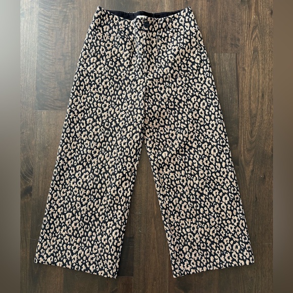 Anthropologie x Maeve - High Rise, Wide-Leg Cropped Pants - Cheetah Print - Picture 2 of 5